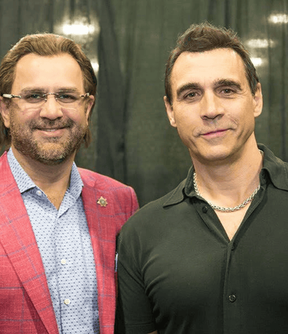 Sam Surin with celebrity Adrian Paul, English Actor