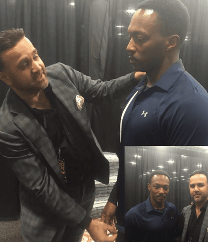 Sam Surin with celebrity Anthony Mackie, American Actor
