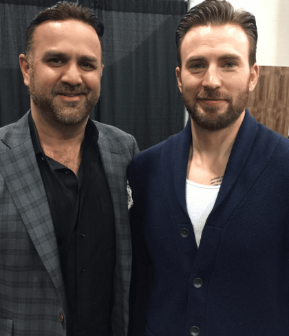 Sam Surin with celebrity Chris Evans, American Actor