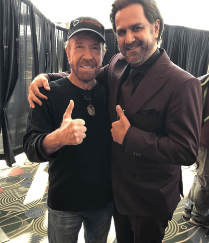 Sam Surin with celebrity Chuck Norris, American Martial Artist & Actor