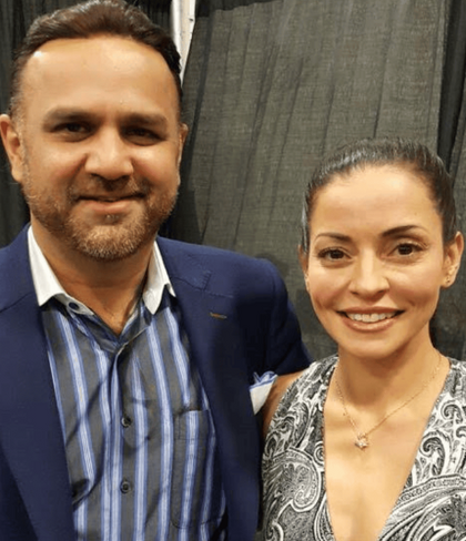 Sam Surin with celebrity Emmanuelle Vaugier, Canadian Actor