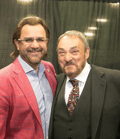 Sam Surin with celebrity John Davies, Welsh-American Actor